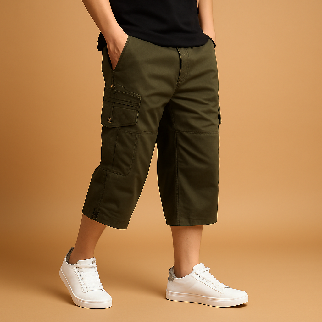Antonio | Pantalón corto cargo de algodón para hombre - Verde militar