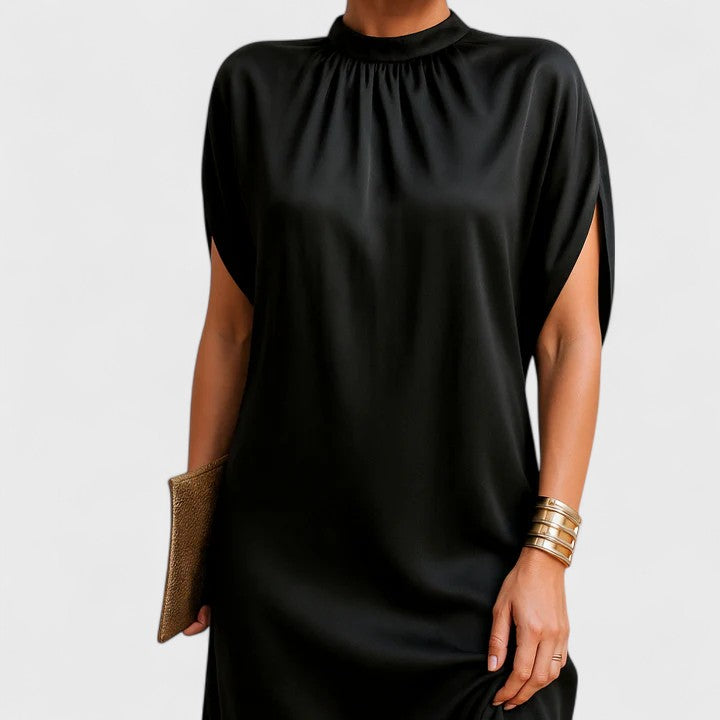 Aurora | Vestido satinado de cuello alto - foto 2