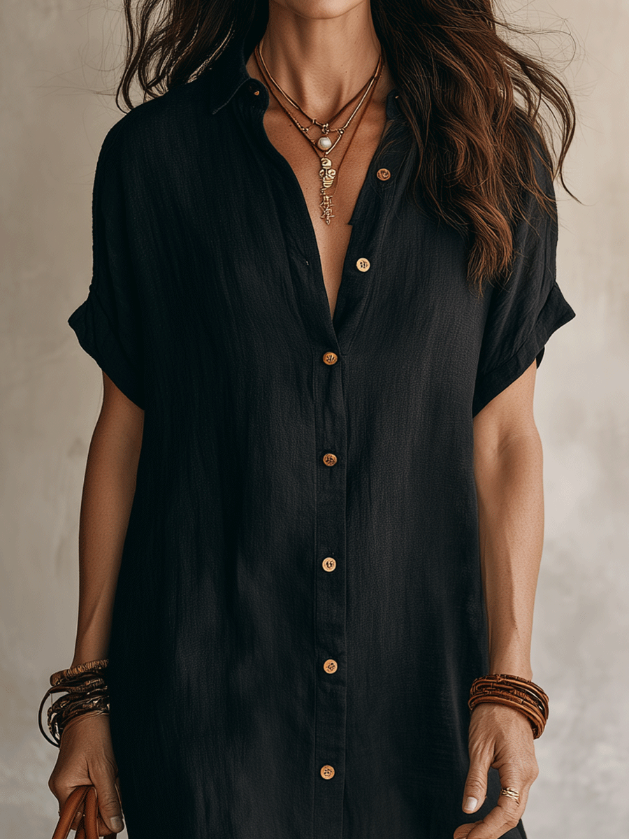 Candela | Vestido camisero de lino midi - view 7