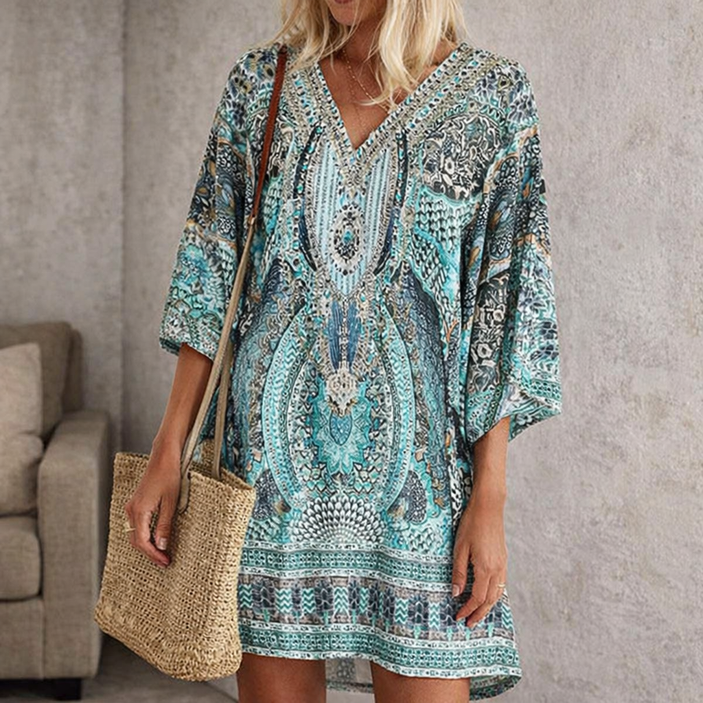 Cecilia | Vestido boho de playa para mujer - Azul