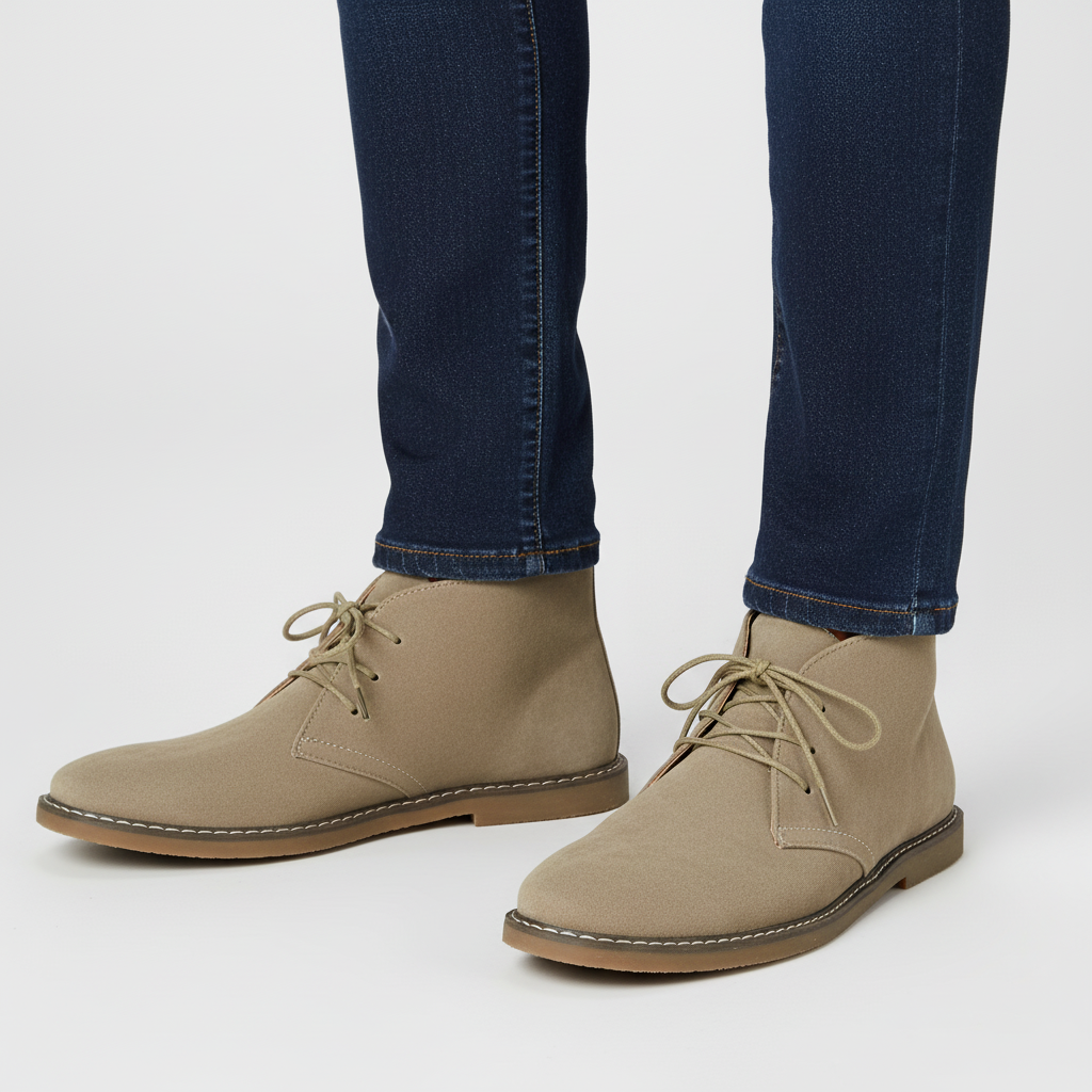 Daniel | Botas desert de piel de hombre - Ante caqui