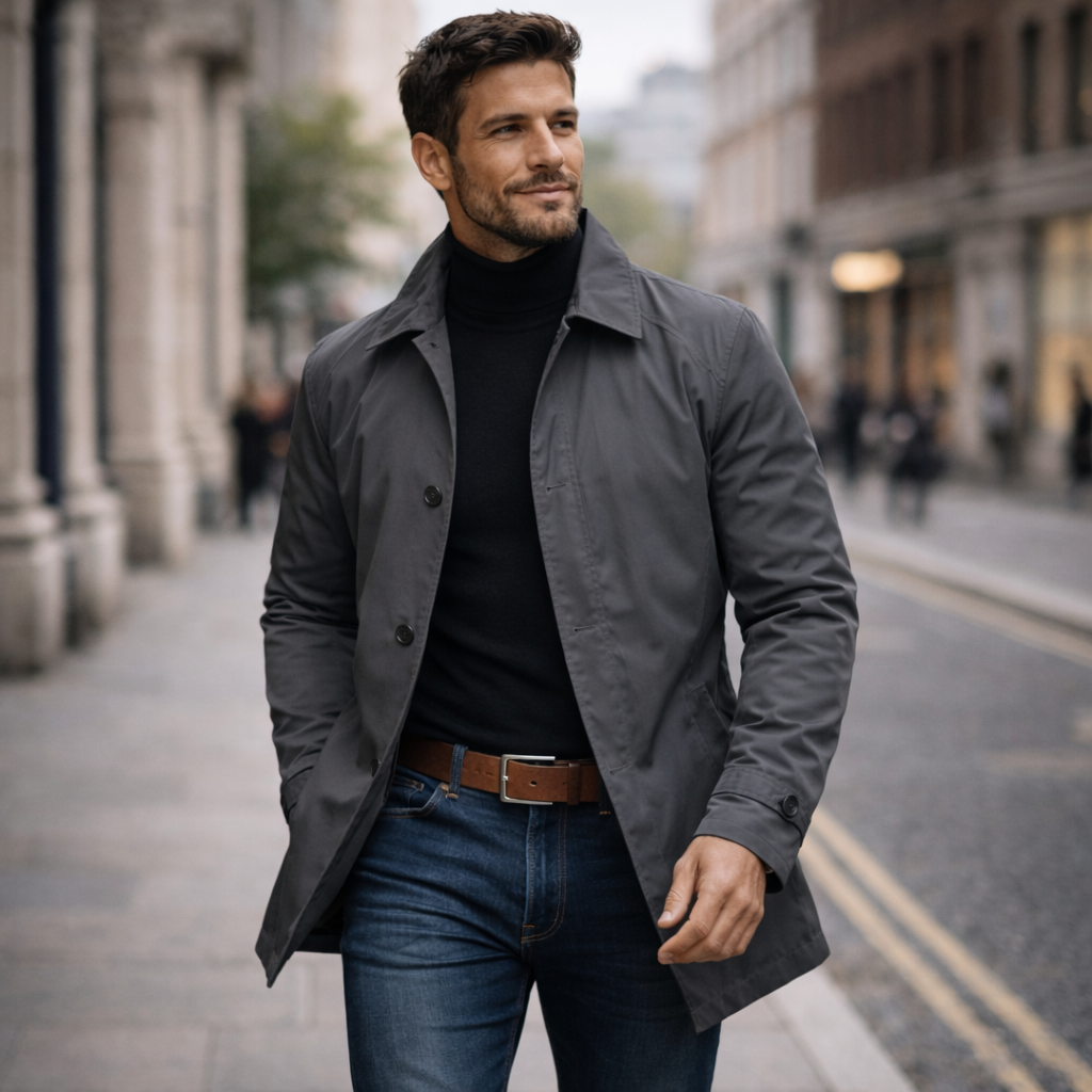 Emilio | Chaqueta de entretiempo larga para hombre, gris - foto 5