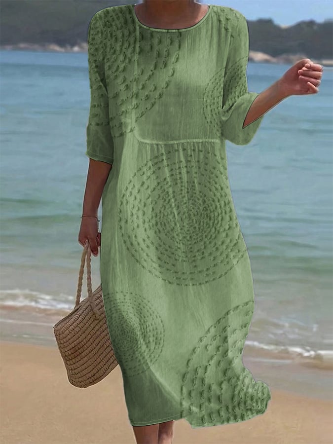 Emma | Vestido midi de mujer de mezcla de algodón - Verde