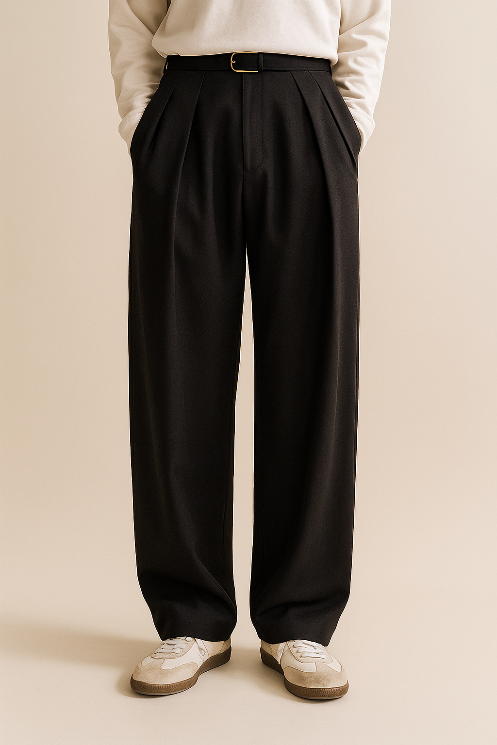 Francisco | Pantalón de vestir de hombre de pierna ancha - Negro