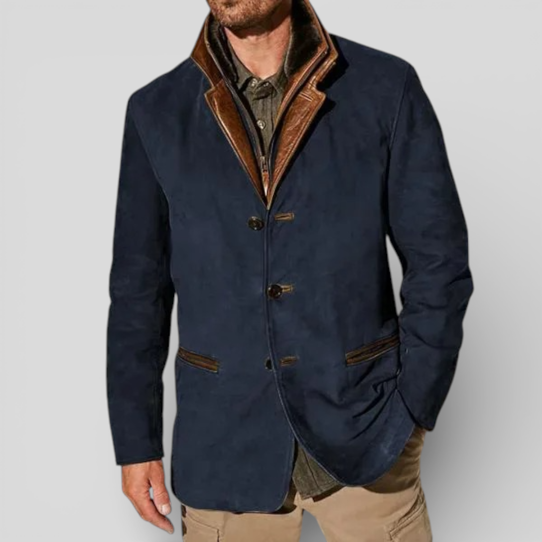 Gustavo | Chaqueta clásica de hombre con botones - Azul marino