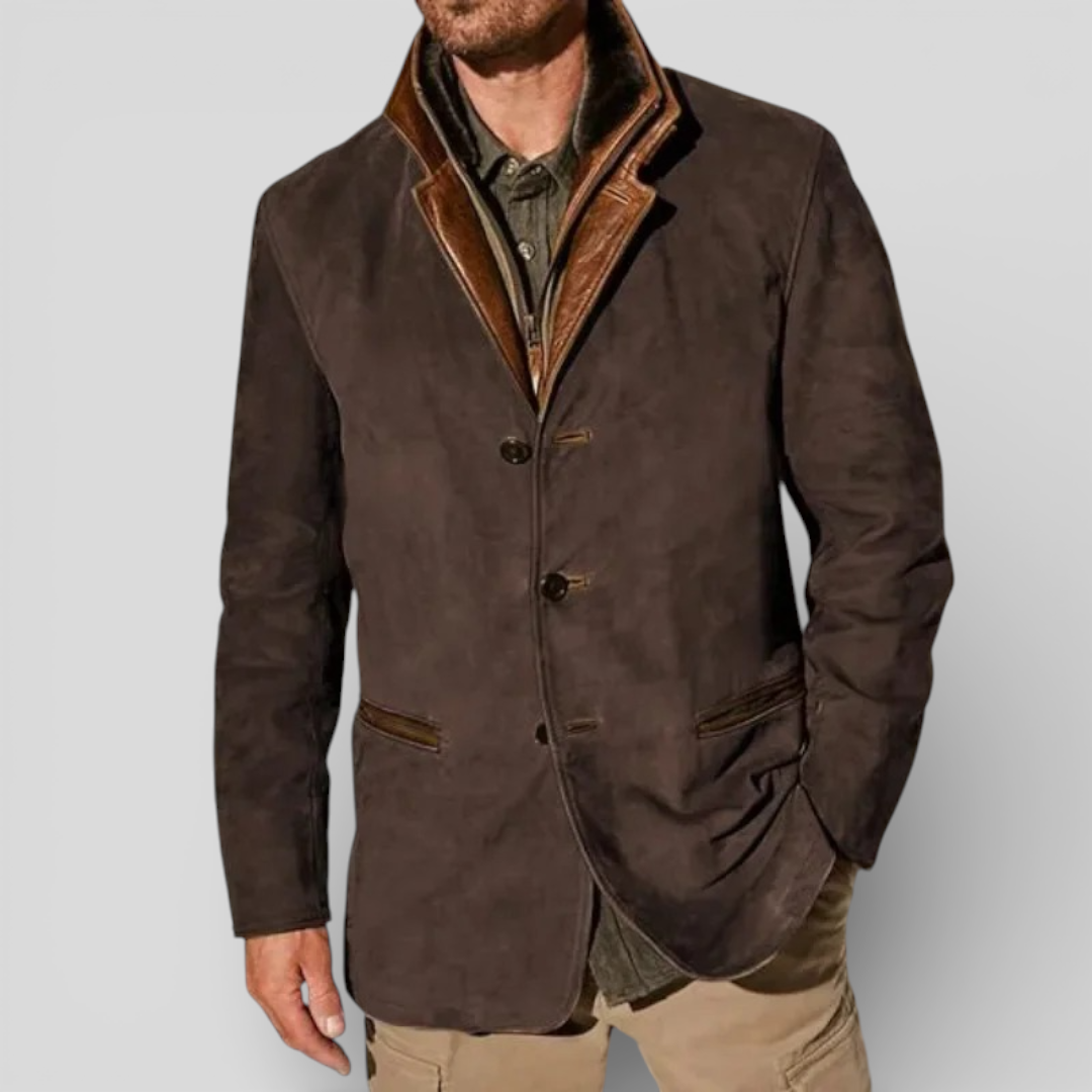 Gustavo | Chaqueta clásica de hombre con botones - Marrón oscuro