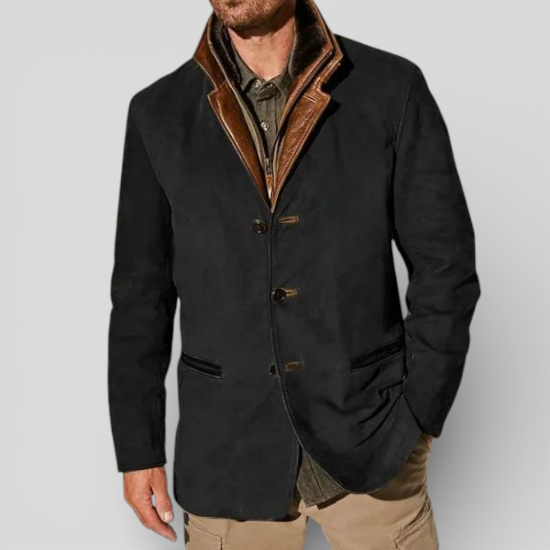 Gustavo | Chaqueta clásica de hombre con botones - Negro