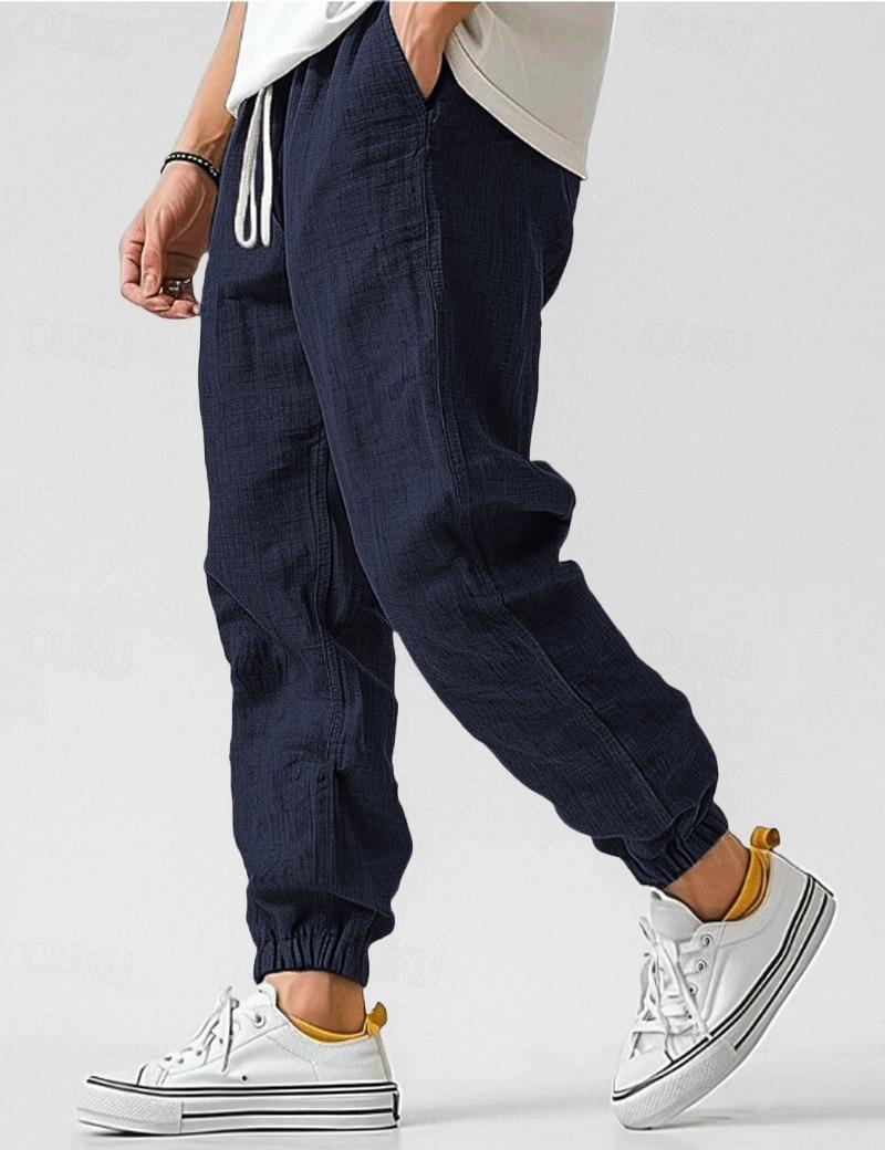 Héctor | Pantalón de lino de hombre - Azul marino