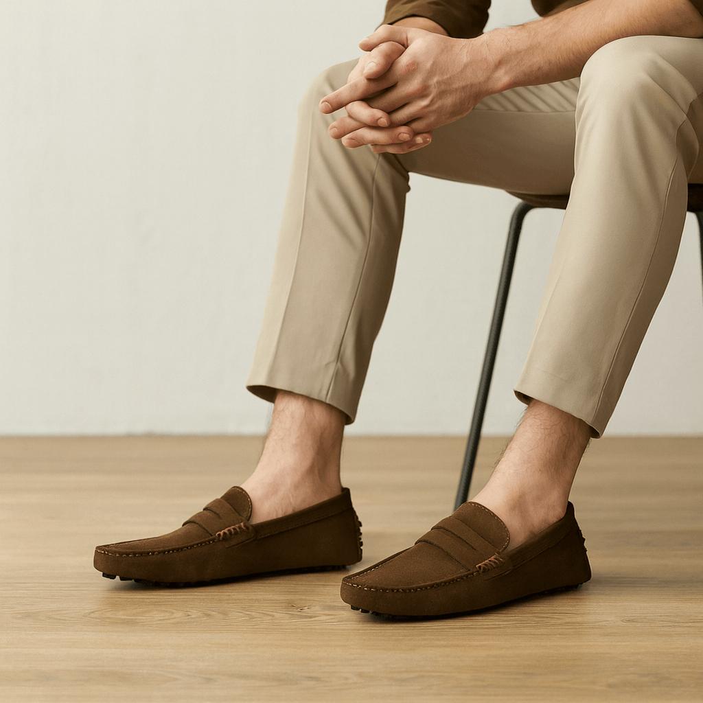 Isaac | Mocasines de ante para hombre - Marrón