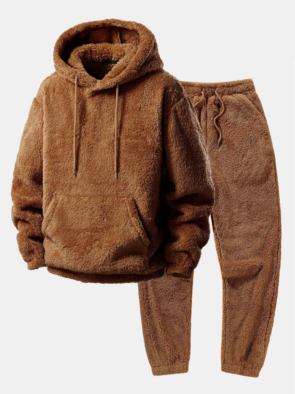 Iván | Conjunto deportivo de hombre de forro polar con capucha - Marrón