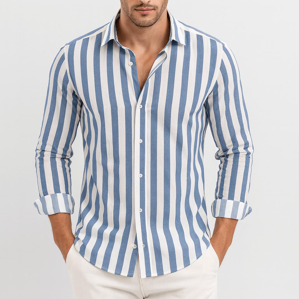 Javier | Camisa de hombre de rayas - Azul