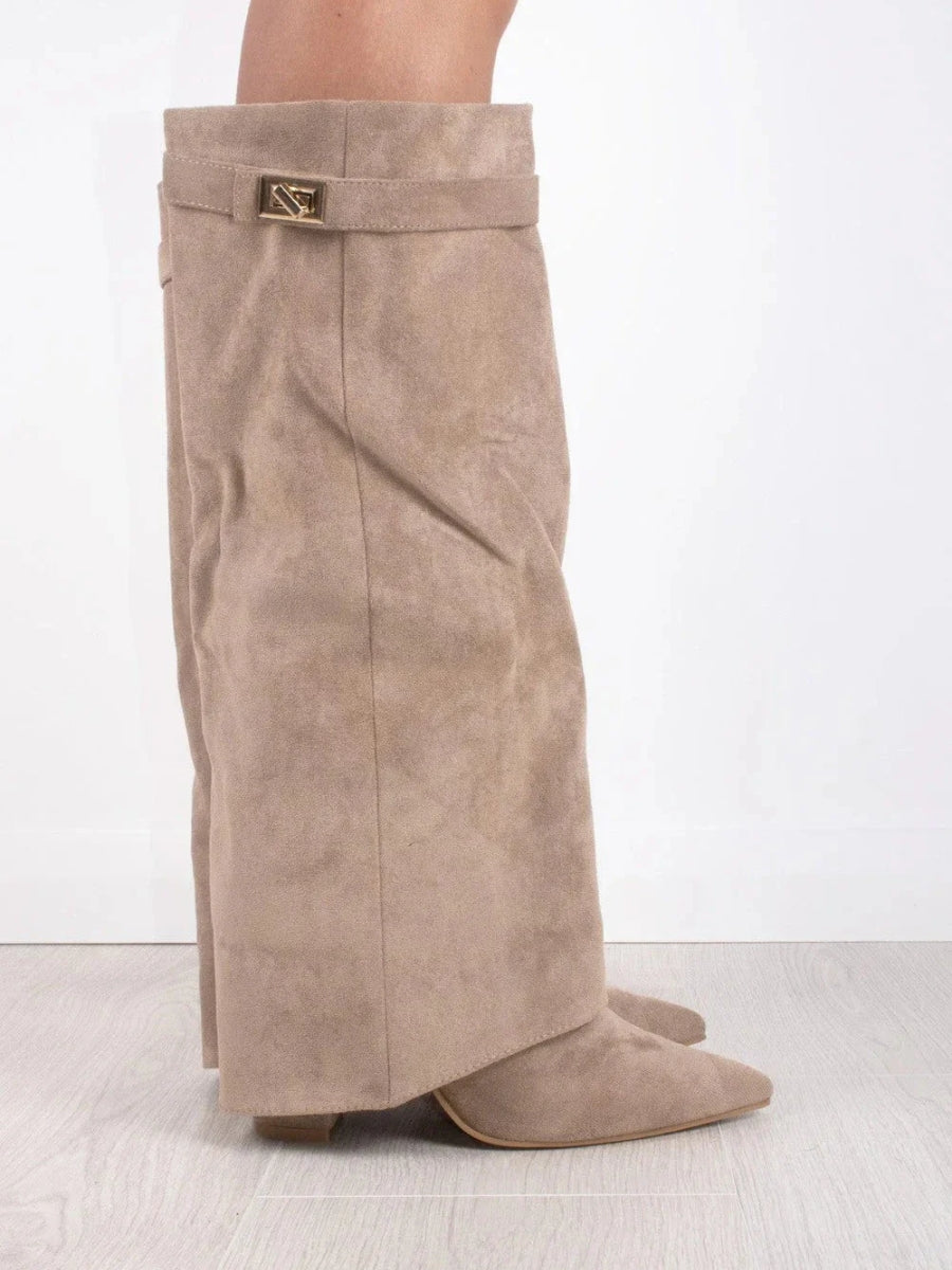 Jimena | Botas altas de mujer de ante con tacón - foto 9