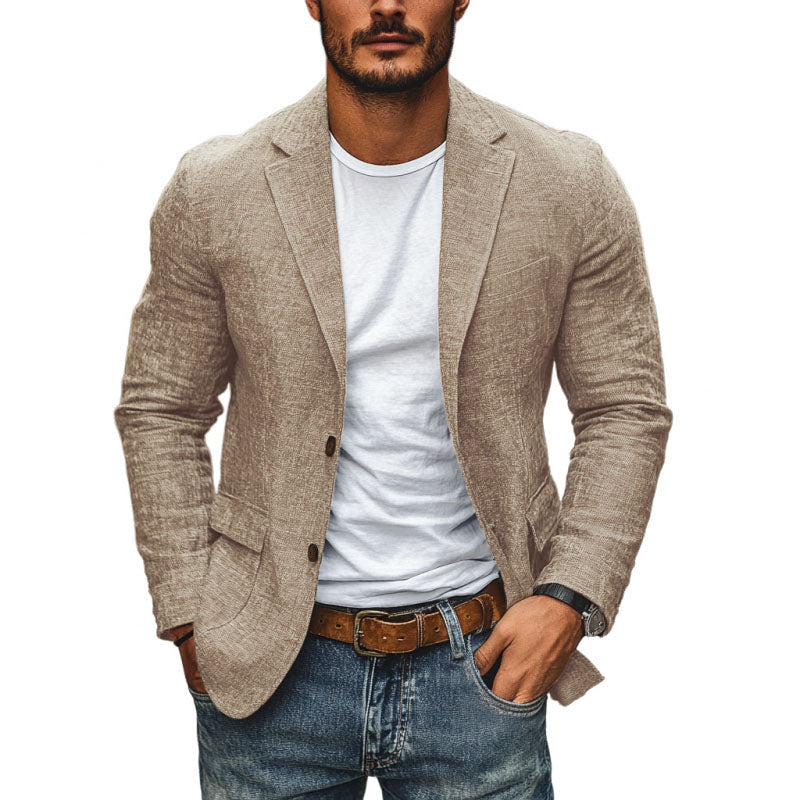 Lisandro | Americana de hombre de corte slim, gris - Caqui claro