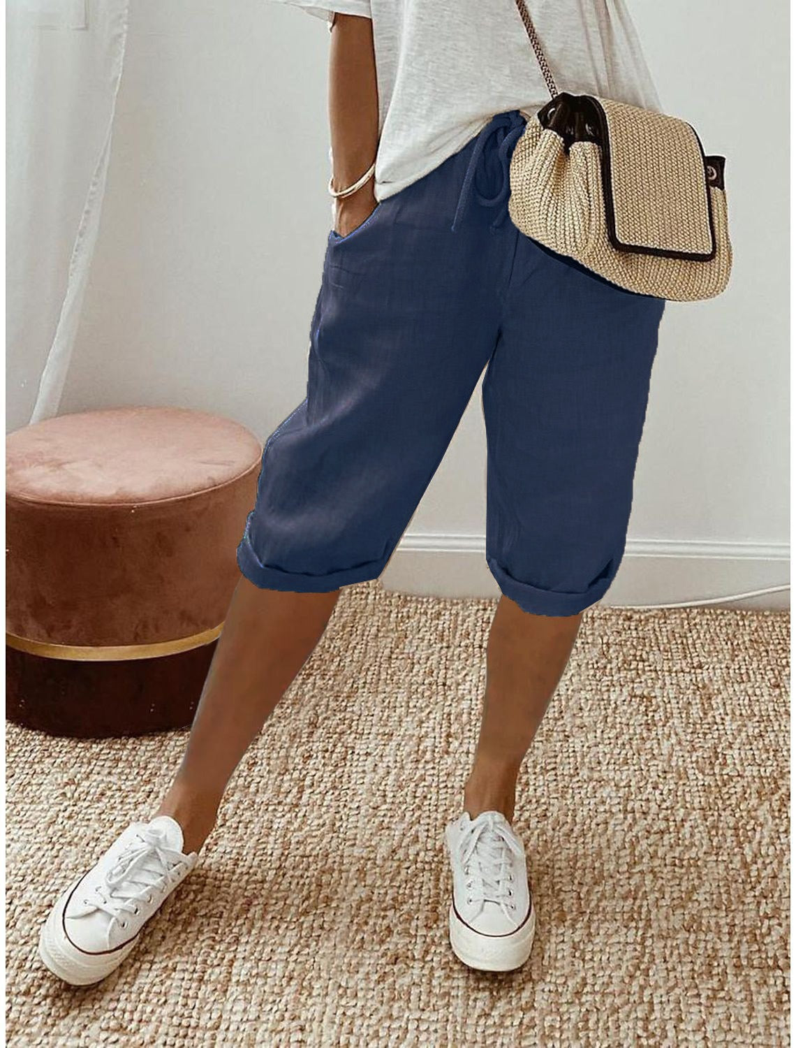 Lola | Pantalones capri de mujer, anchos - Azul real