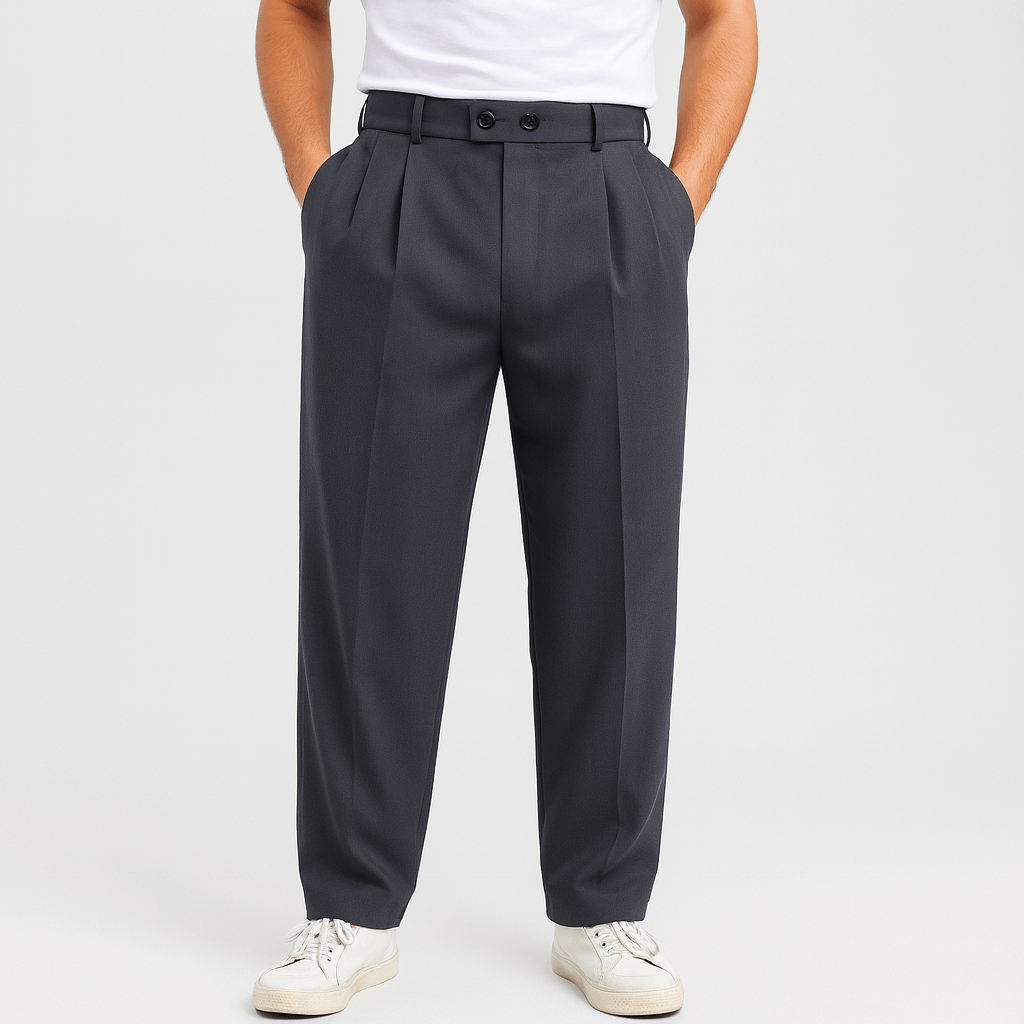 Luis | Pantalón de pinzas ancho de hombre - Gris
