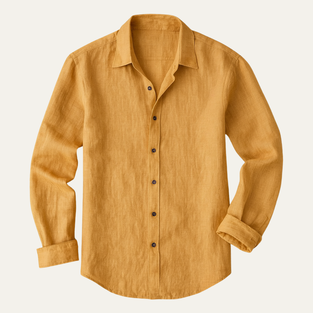 Marcos | Camisa de lino de hombre de corte holgado - Amarillo