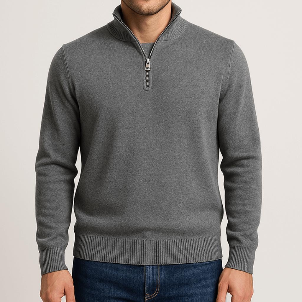 Mariano | Jersey de punto de hombre con cremallera - Gris