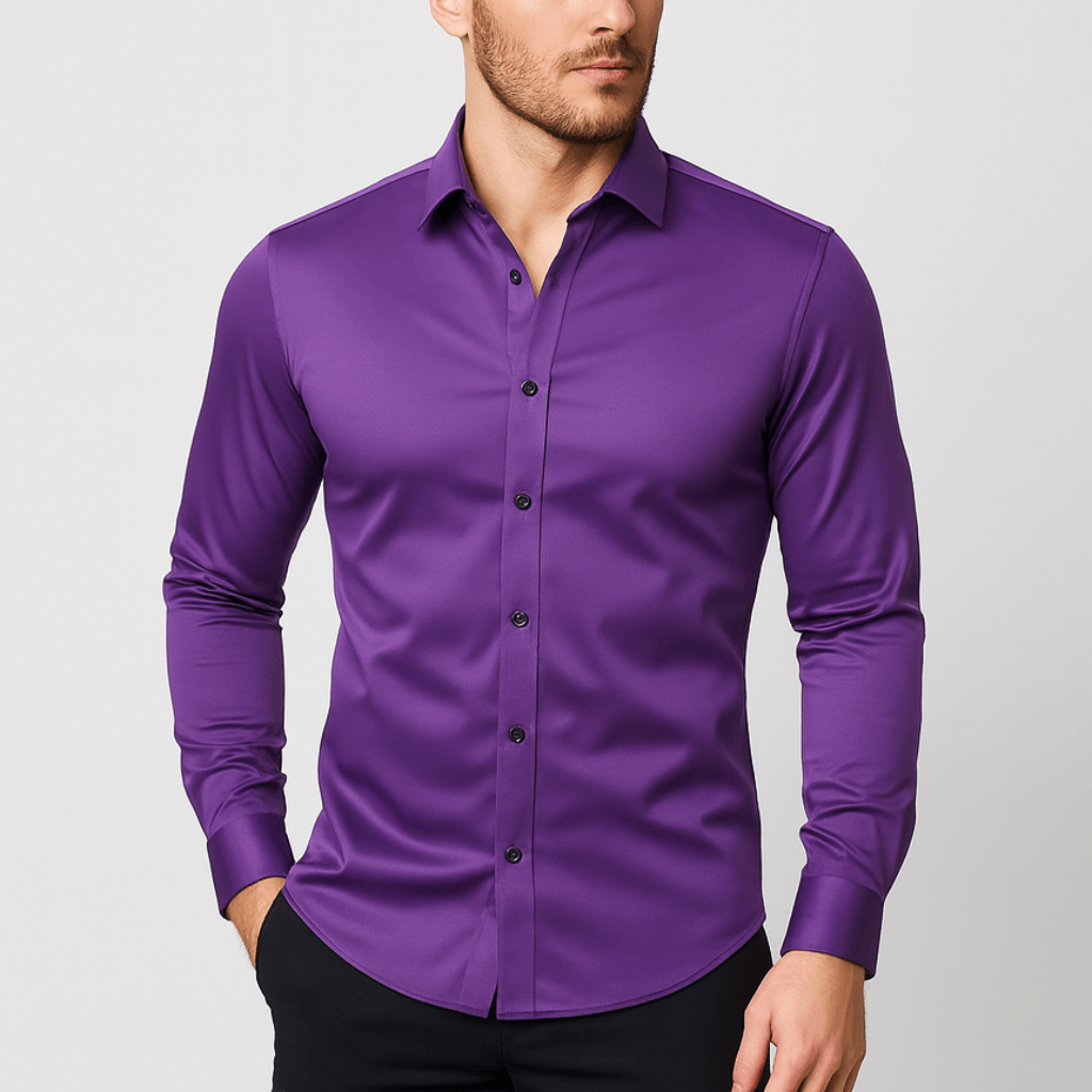 Mauricio | Camisa de hombre elástica de manga larga - Morado