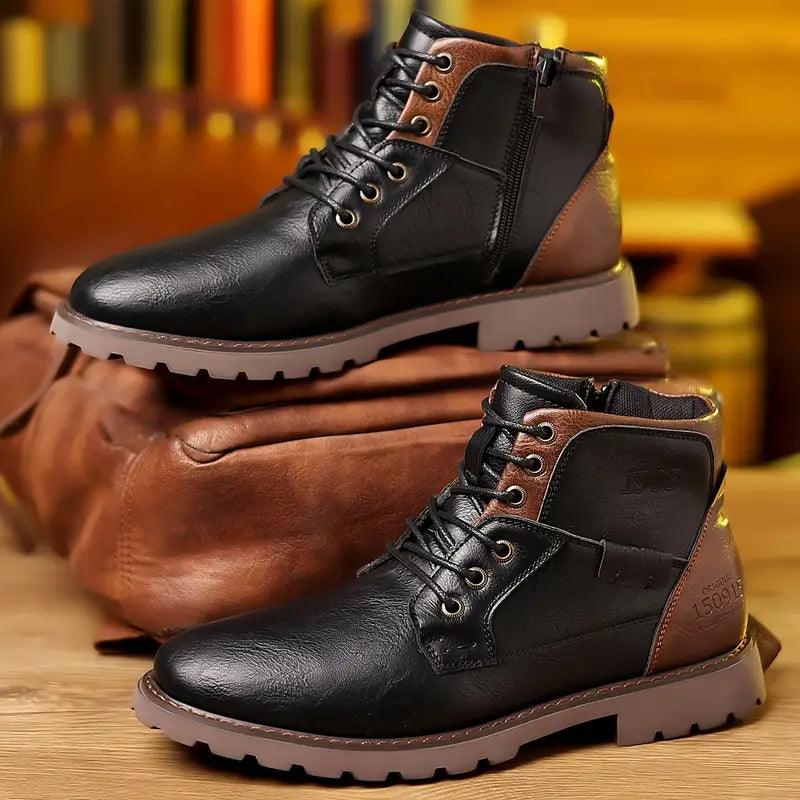 Máximo | Botines de piel de hombre con cordones y cremallera - foto 3