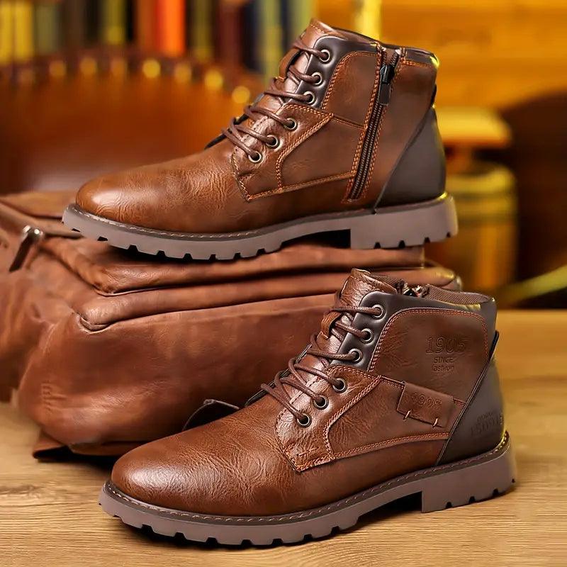 Máximo | Botines de piel de hombre con cordones y cremallera - foto 4