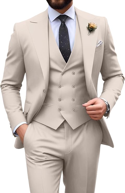 Néstor | Traje de tres piezas de hombre slim fit - Beige