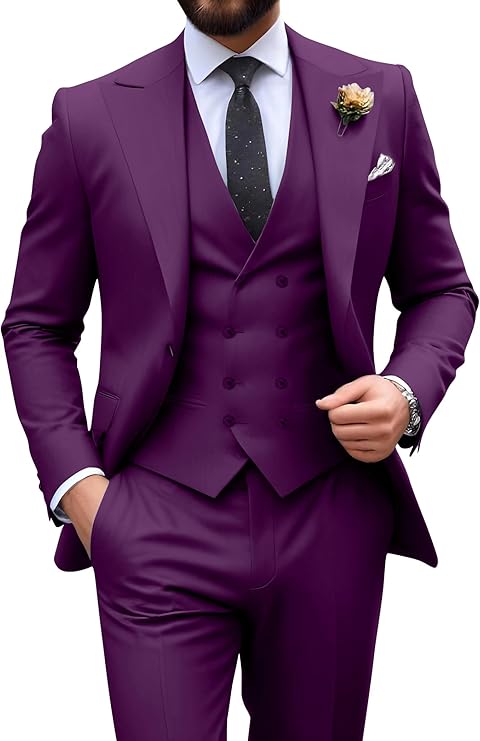 Néstor | Traje de tres piezas de hombre slim fit - Ciruela