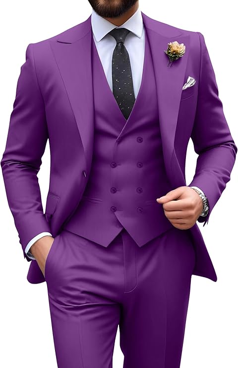 Néstor | Traje de tres piezas de hombre slim fit - Morado
