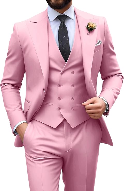 Néstor | Traje de tres piezas de hombre slim fit - Rosa