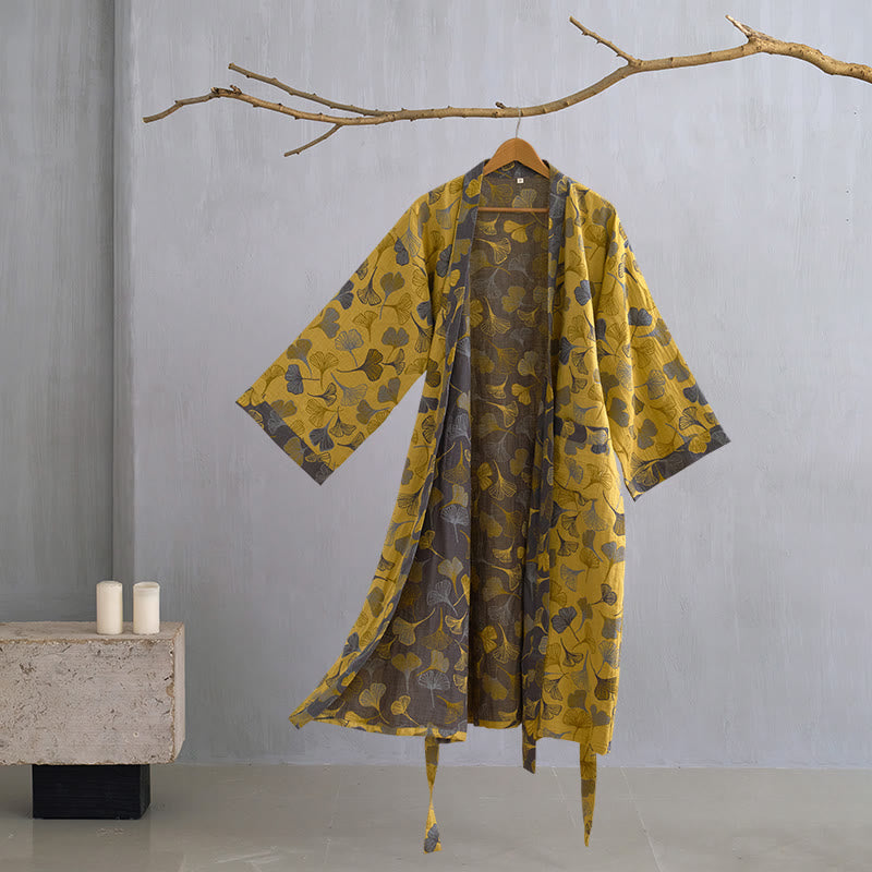Nilo | Bata kimono de algodón de mujer - Amarillo claro