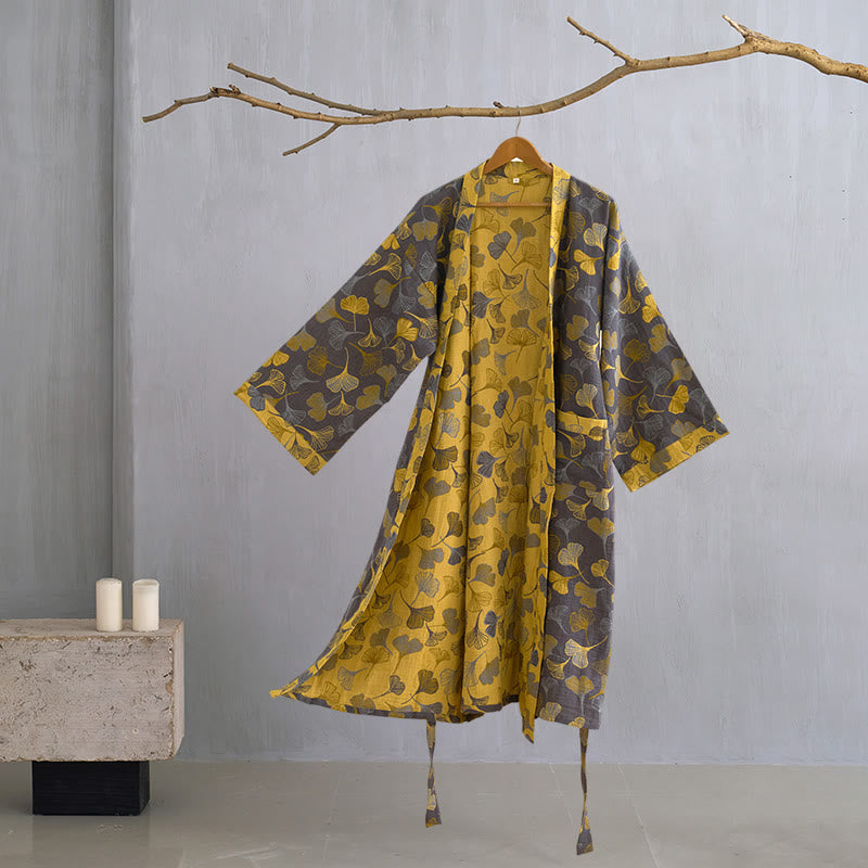 Nilo | Bata kimono de algodón de mujer - Gris oscuro