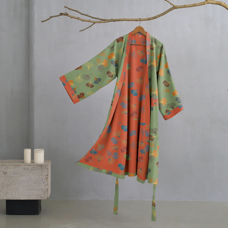Nilo | Bata kimono de algodón de mujer - Verde