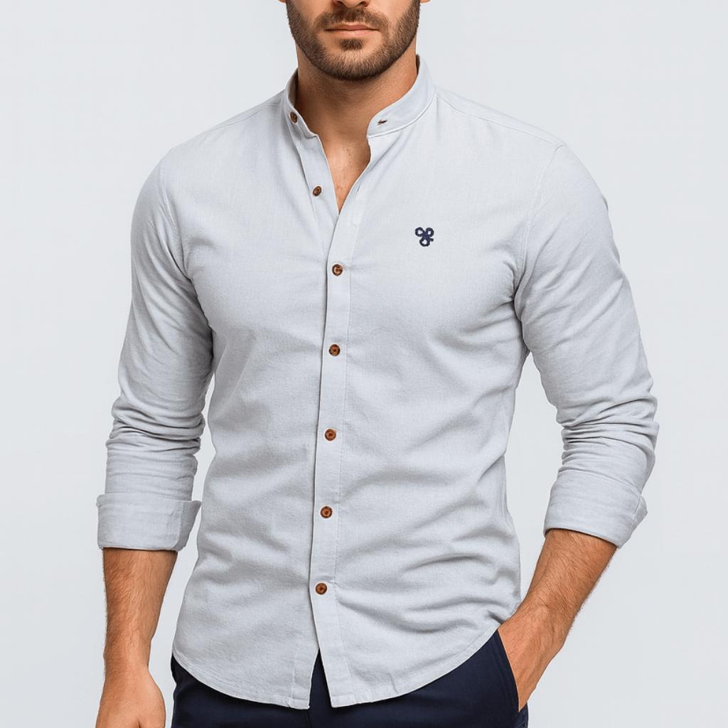 Óliver | Camisa de hombre de manga larga, corte slim - Gris