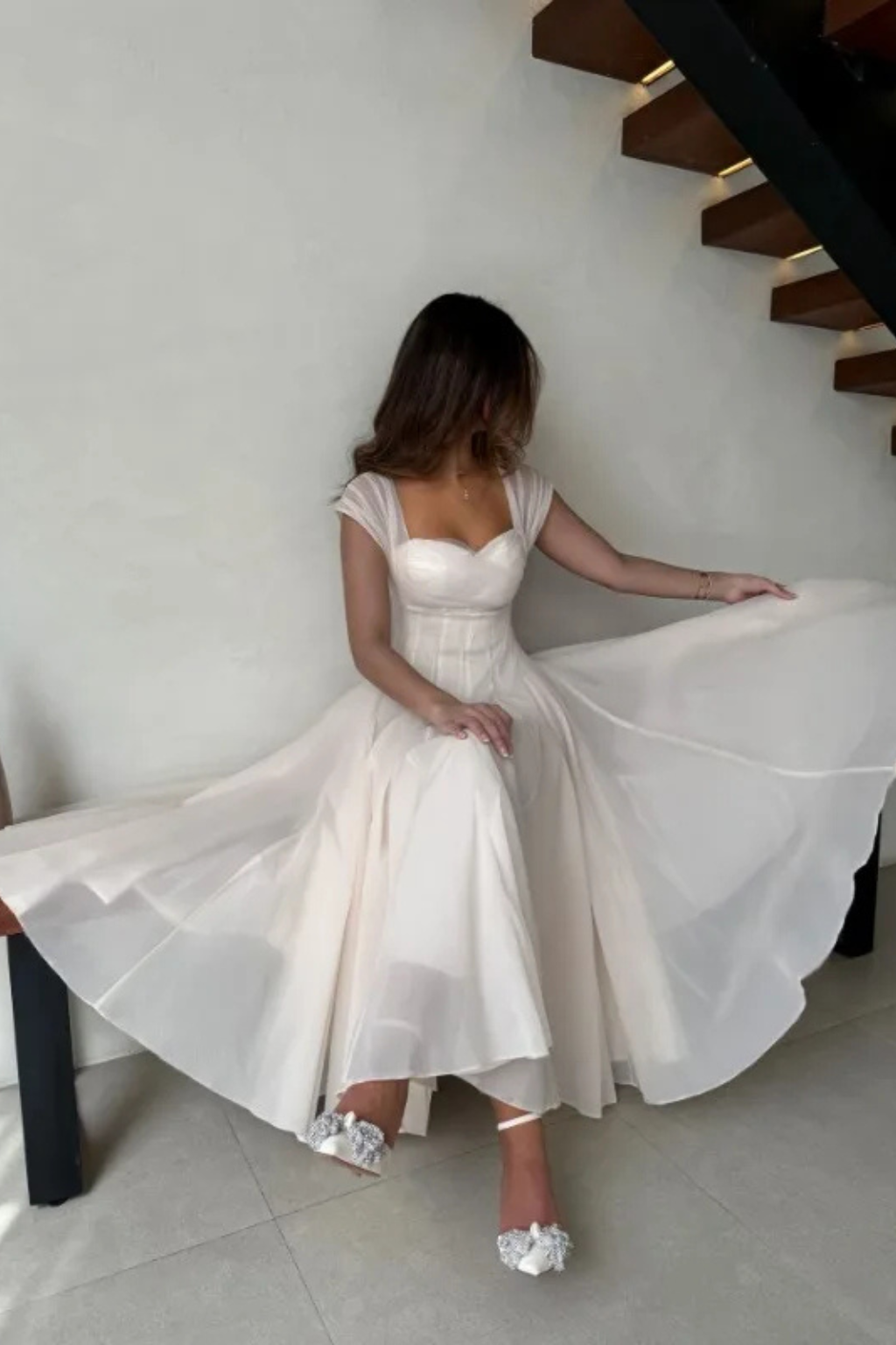 Paula | Vestido midi de tul para invitada de boda - view 3