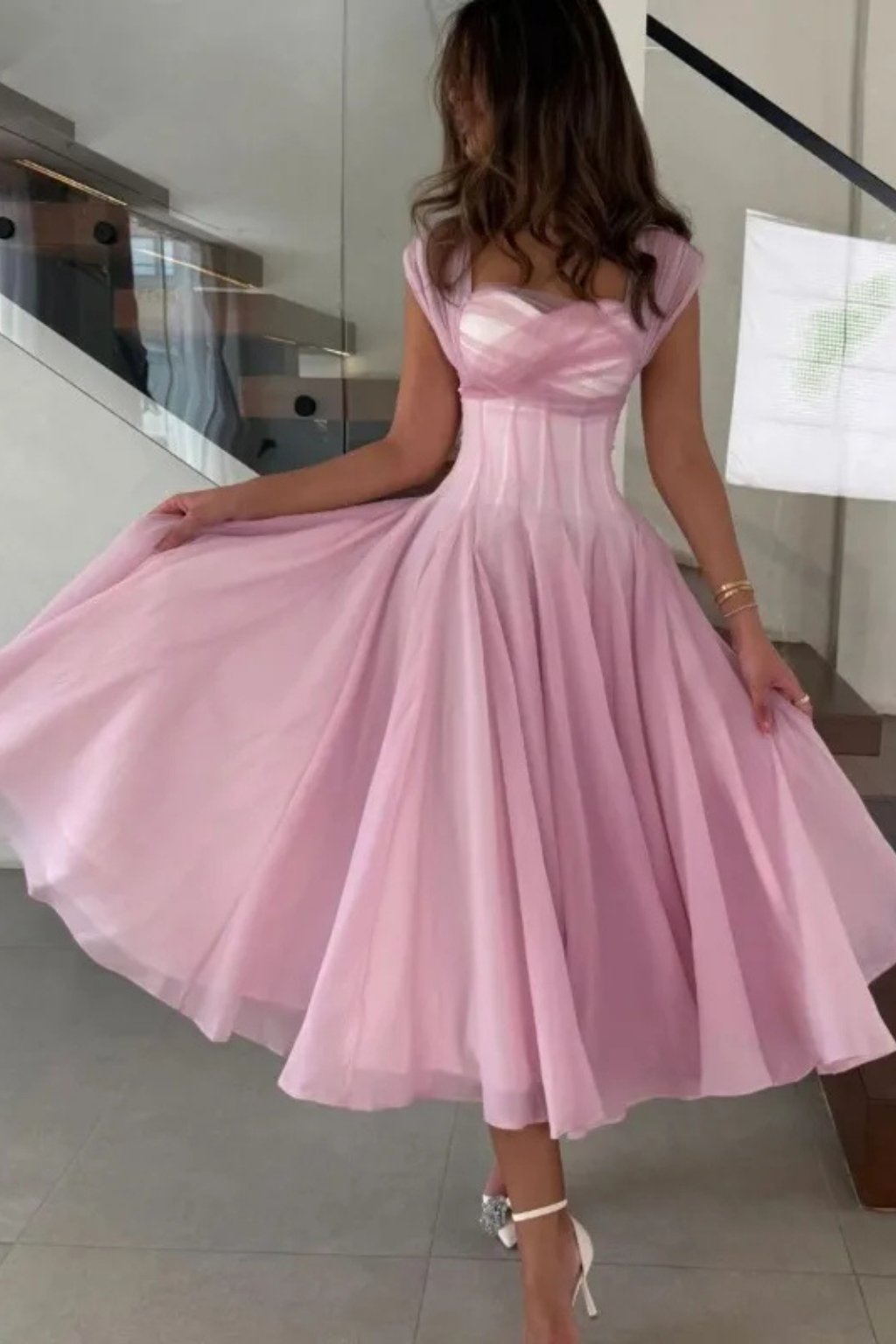 Paula | Vestido midi de tul para invitada de boda - view 8