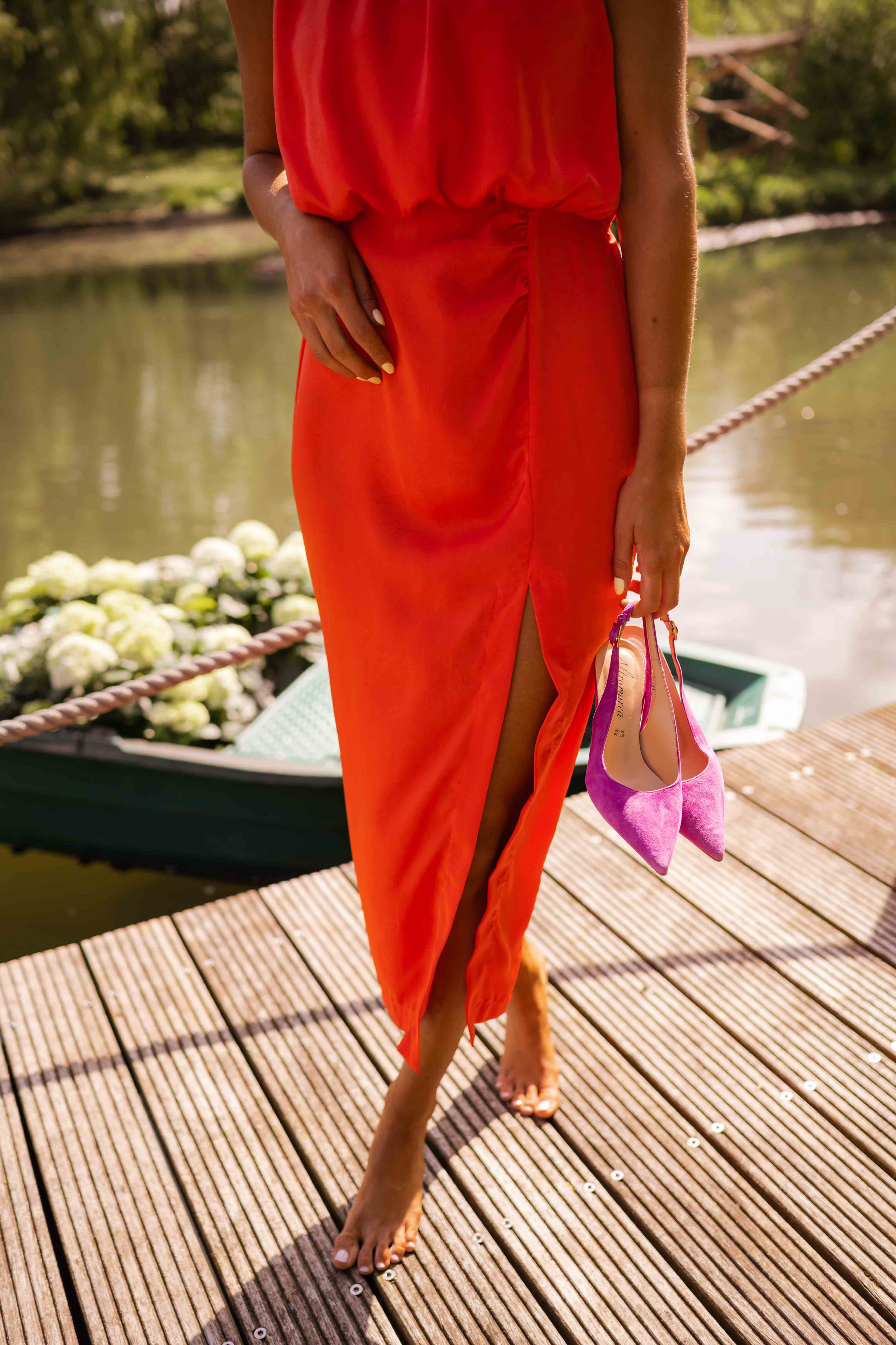 Rebeca | Vestido midi de mujer sin mangas con abertura - view 4