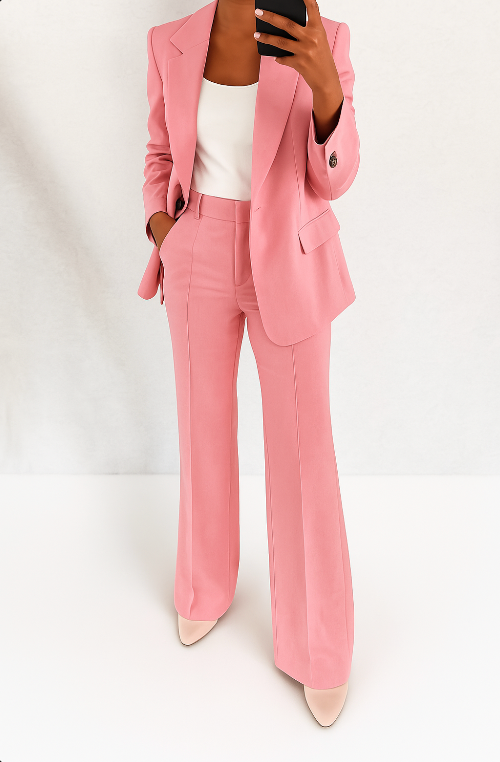 Regina | Conjunto de dos piezas de mujer, blazer y pantalón - Rosa