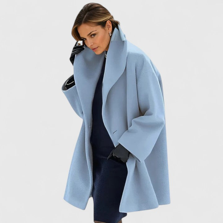 Rita | Abrigo de mujer con cuello de solapa - Azul