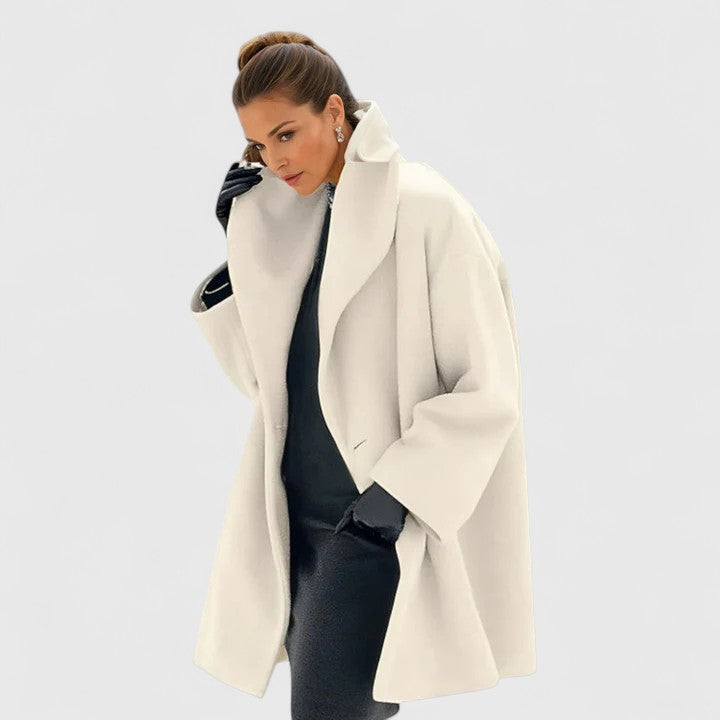 Rita | Abrigo de mujer con cuello de solapa - Blanco