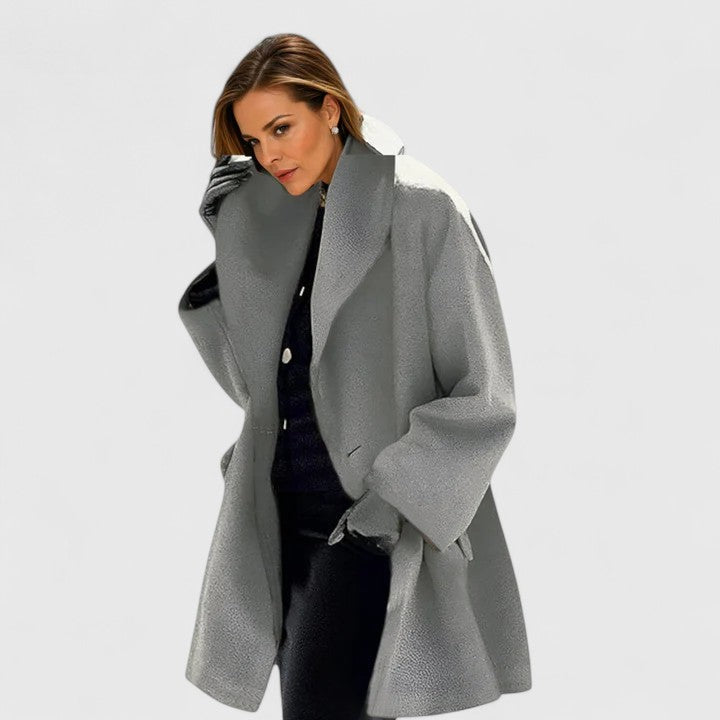Rita | Abrigo de mujer con cuello de solapa - Gris