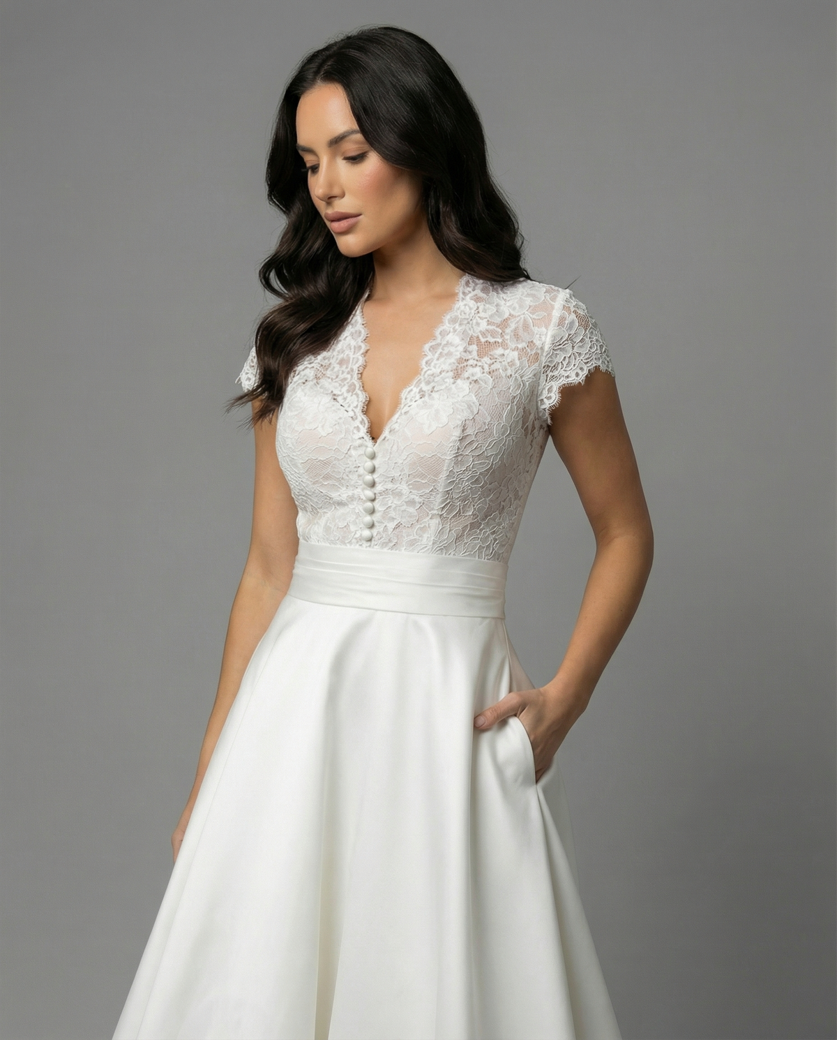 Rosario | Vestido de novia midi de encaje - foto 3