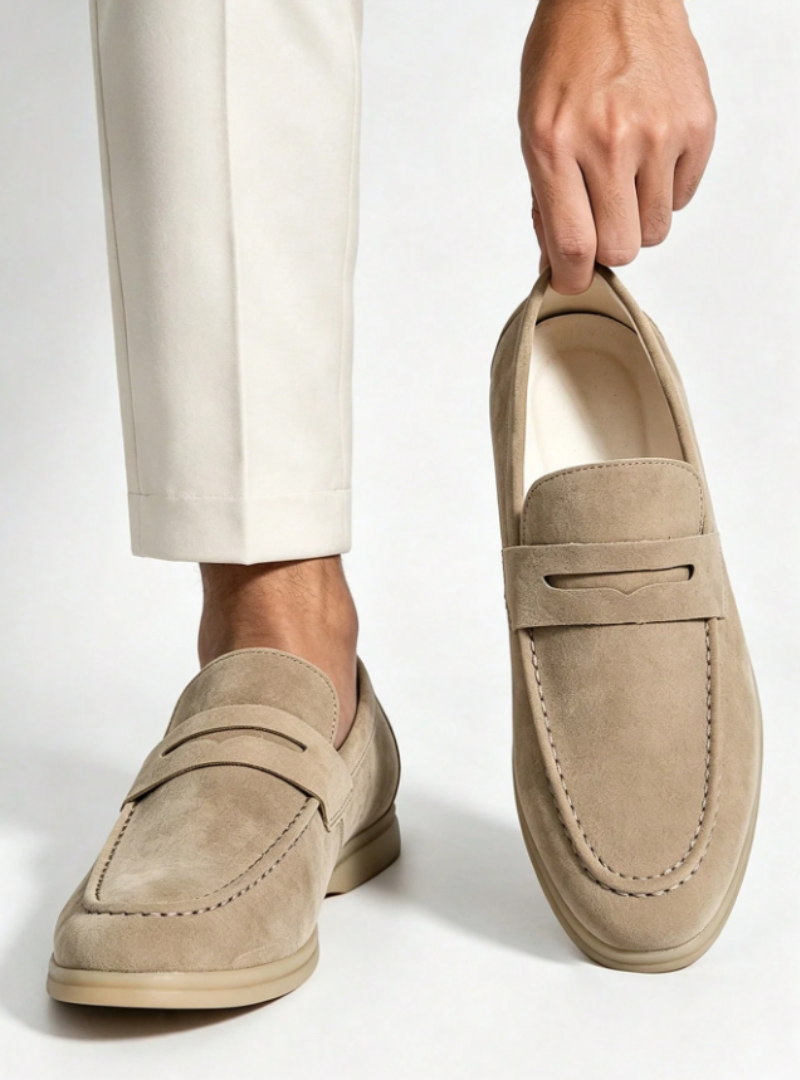 Sabino | Mocasines de ante sin cordones para hombre - Beige