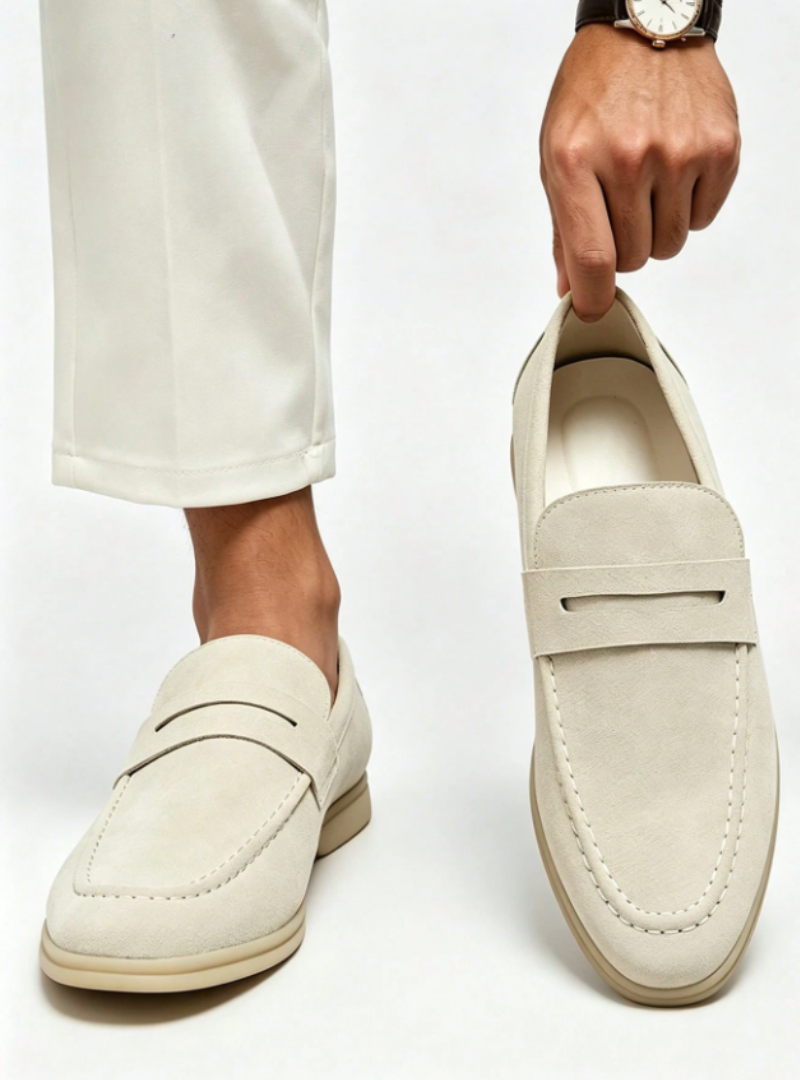 Sabino | Mocasines de ante sin cordones para hombre - Blanco