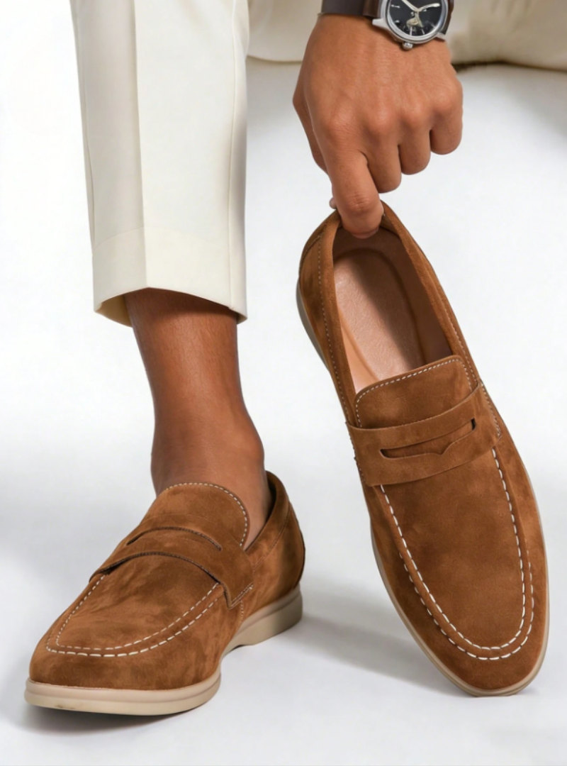 Sabino | Mocasines de ante sin cordones para hombre - Marrón