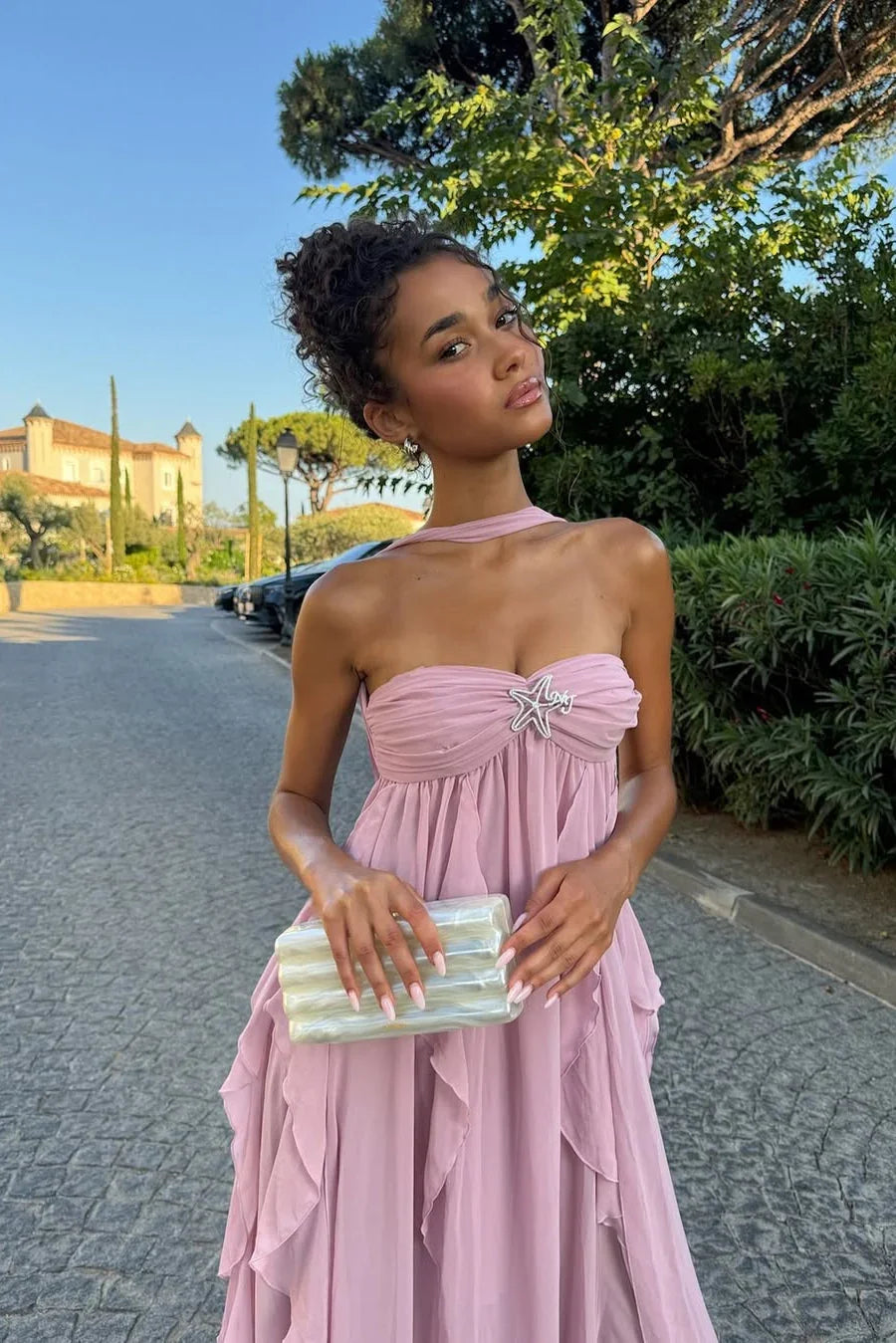 SofÃa | Vestido largo de mujer con volantes - Rosa