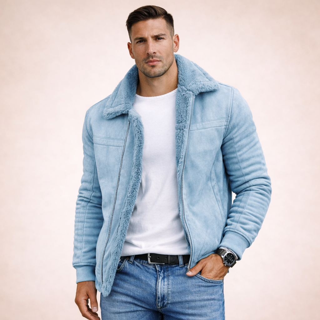Valentín | Chaqueta de invierno de hombre con borrego - Azul