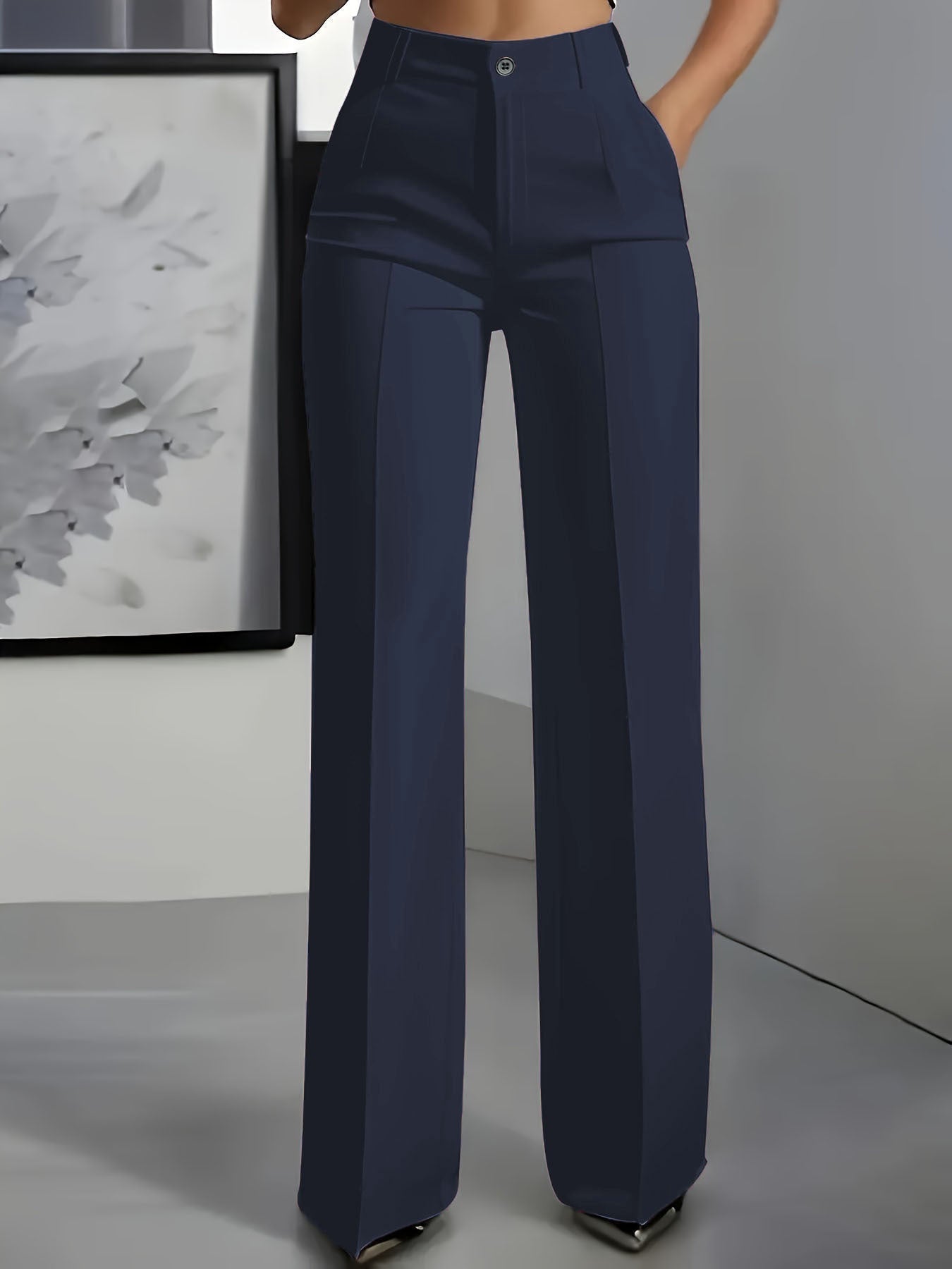Verónica | Pantalón de vestir de mujer de talle alto - Azul oscuro