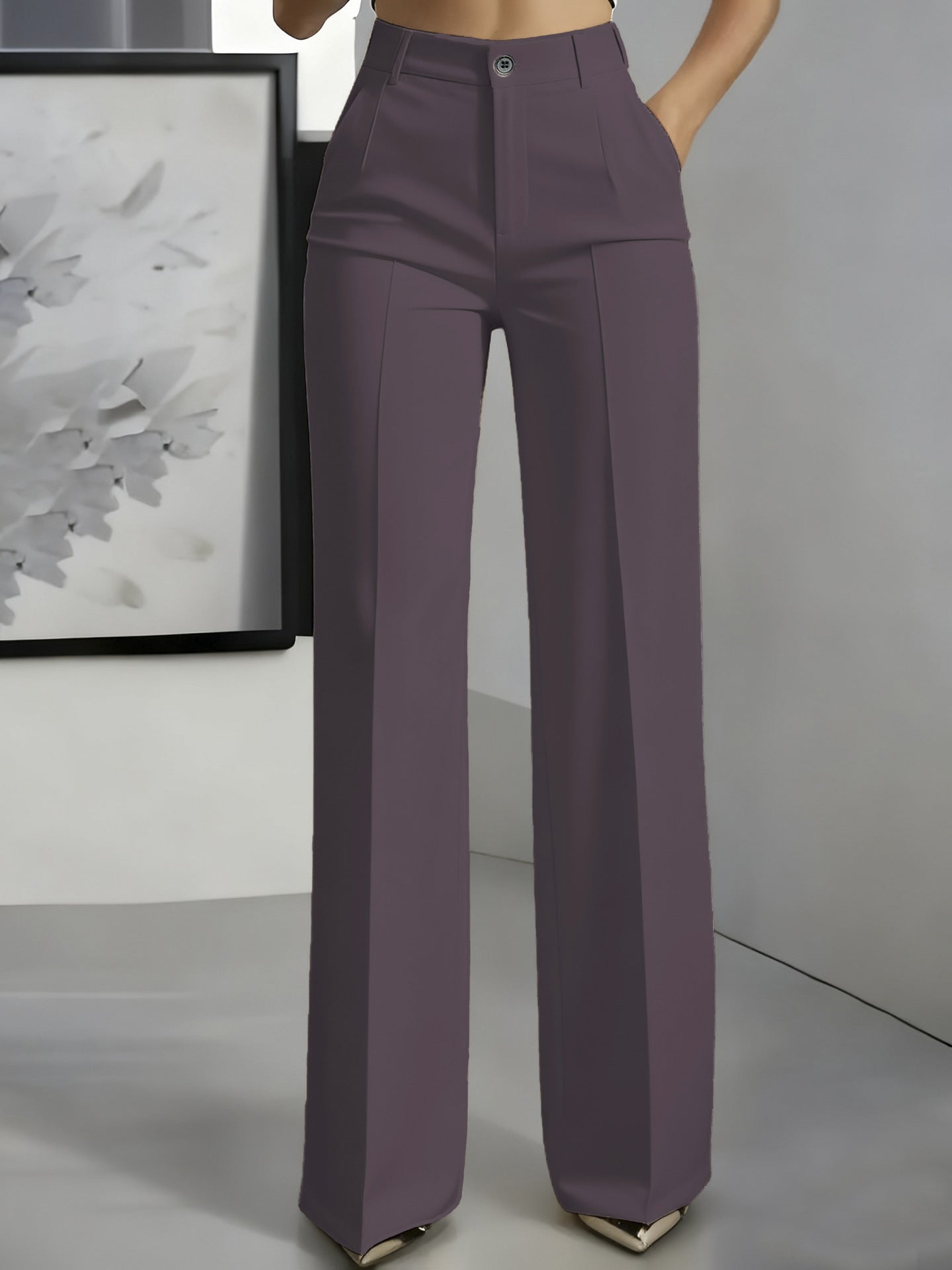 Verónica | Pantalón de vestir de mujer de talle alto - Morado
