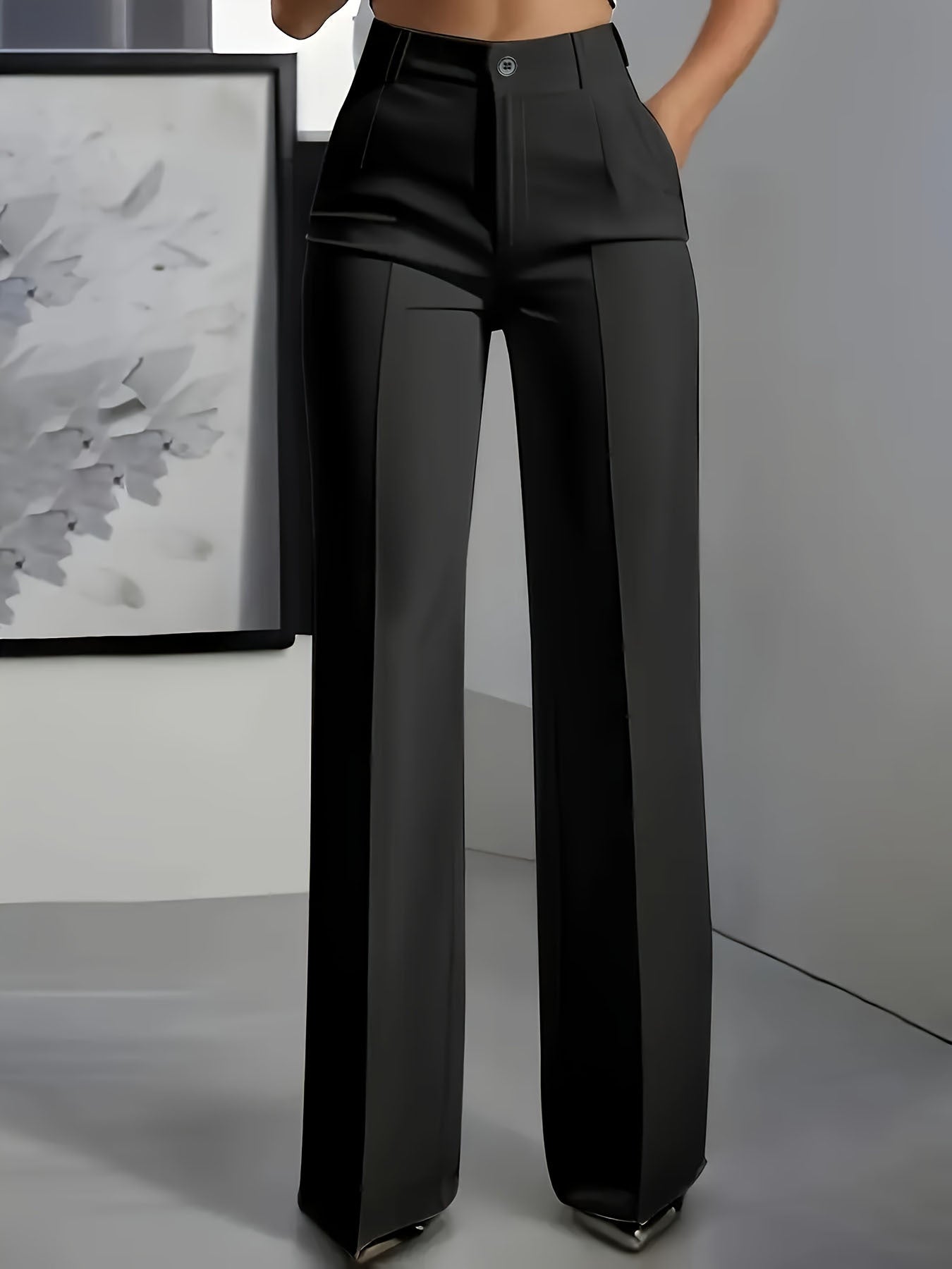 Verónica | Pantalón de vestir de mujer de talle alto - Negro