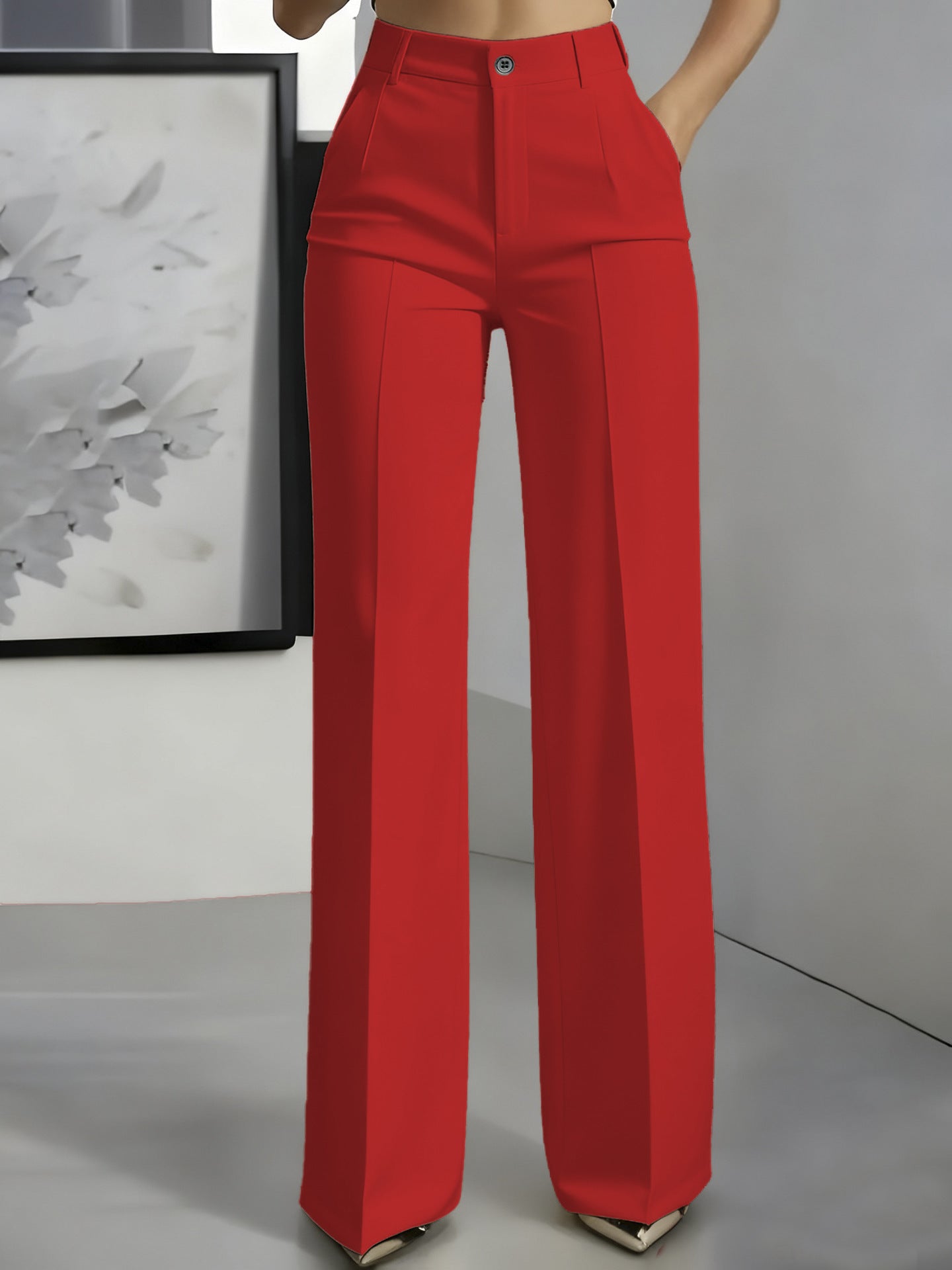 Verónica | Pantalón de vestir de mujer de talle alto - Rojo