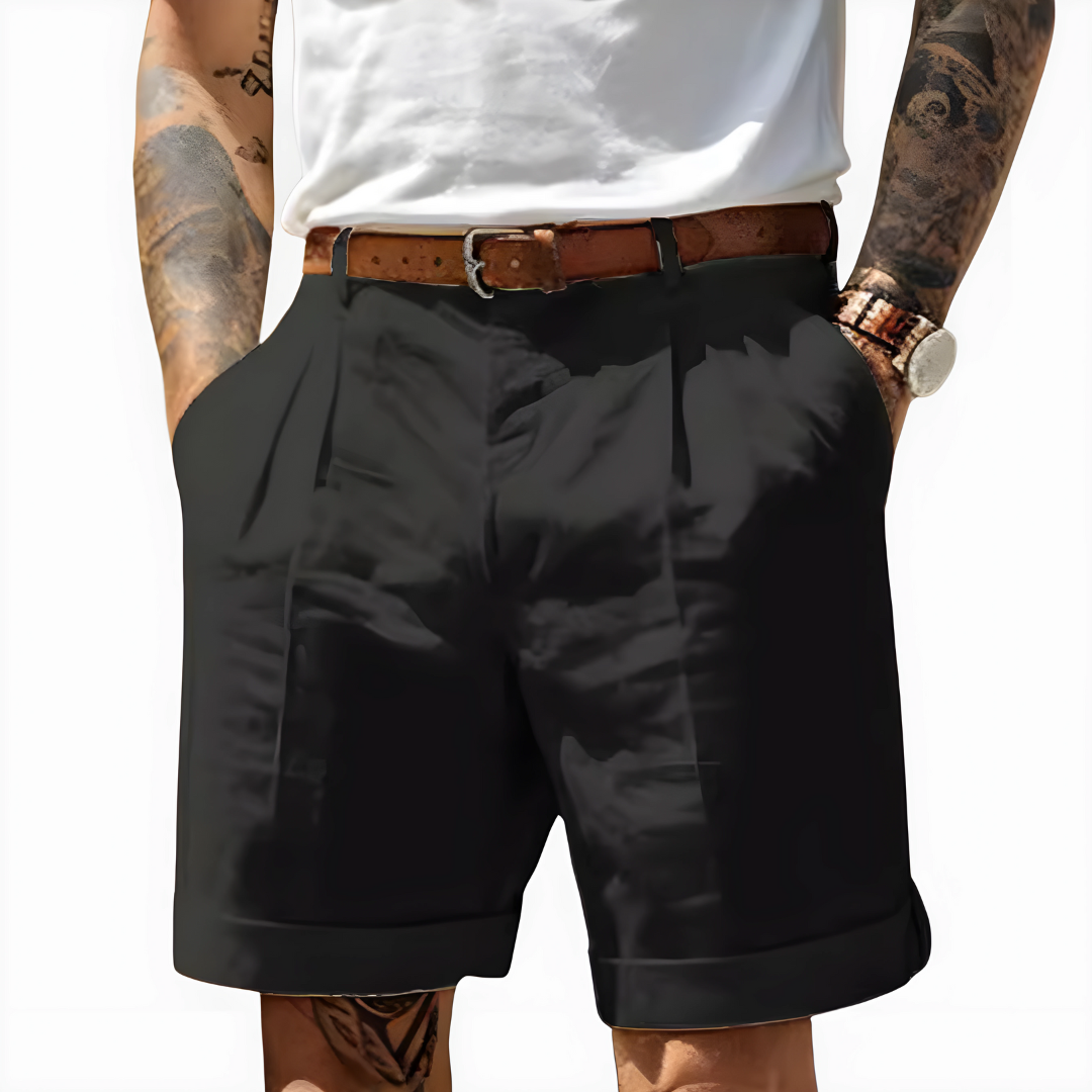 Vicente | Bermudas de hombre de algodón elegantes - Negro
